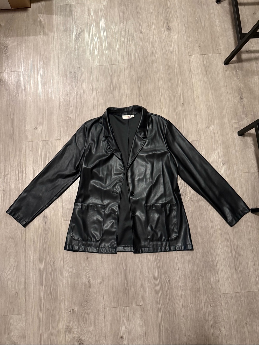 SO Black Faux Leather Blazer Jacket